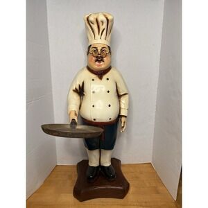 31" Bistro Chef Statue Kitchen Restaurant Floor Counter Decor Fry Pan Pizza